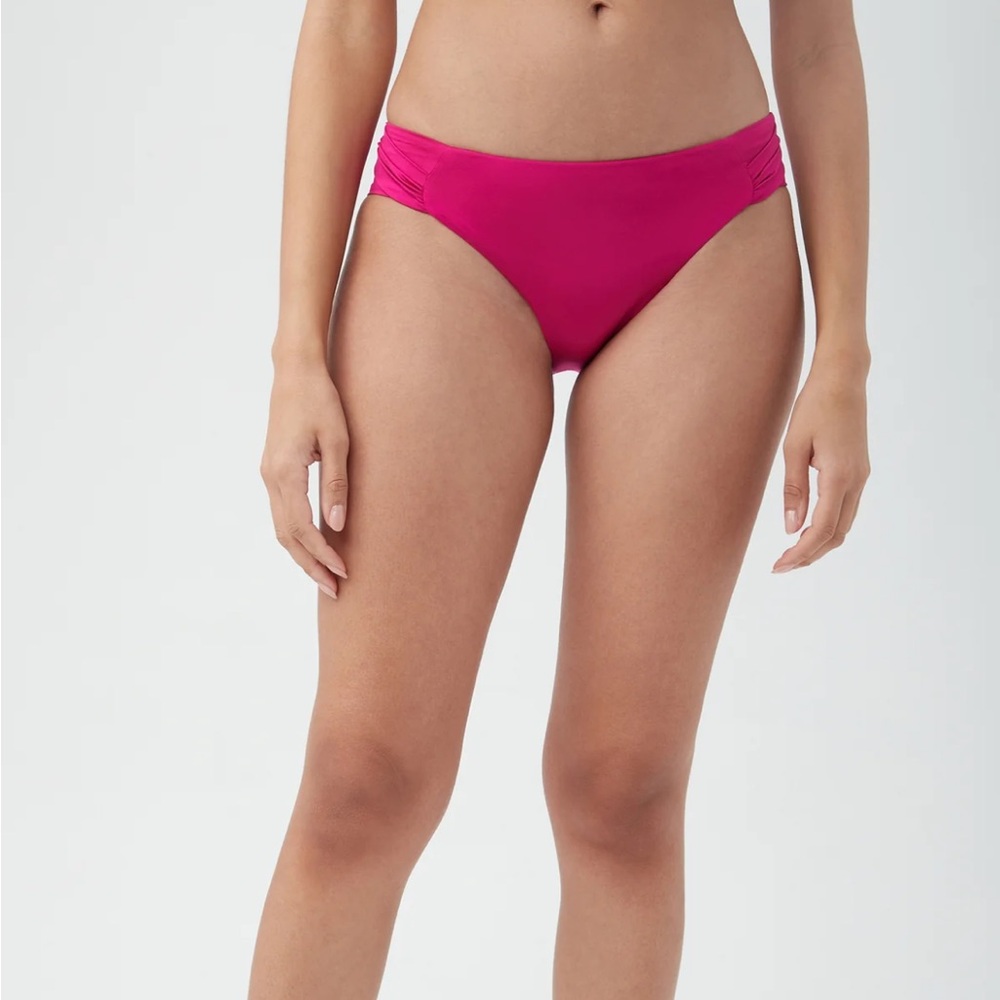 NWT Trina Turk Shirred Hipster Swim Bottom Size 6 Pink Sangria Color